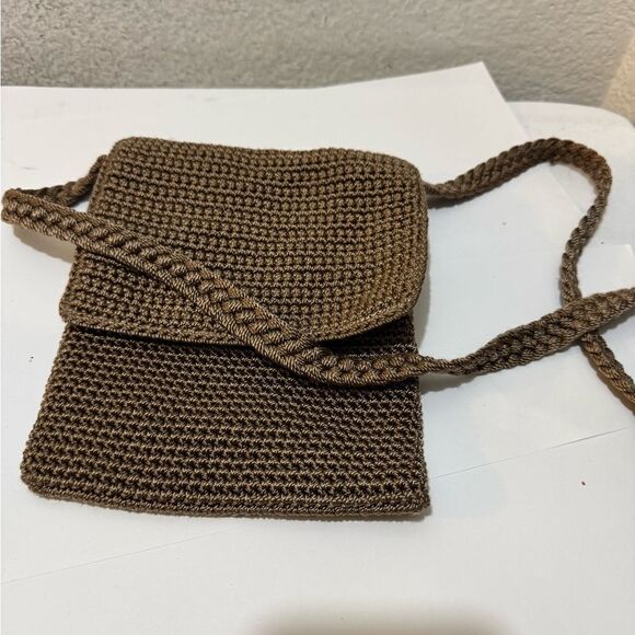 The Sak (Stone/Taupe) Open Knit Front Flap Crossbody Travel Bag - Picture 3 of 10